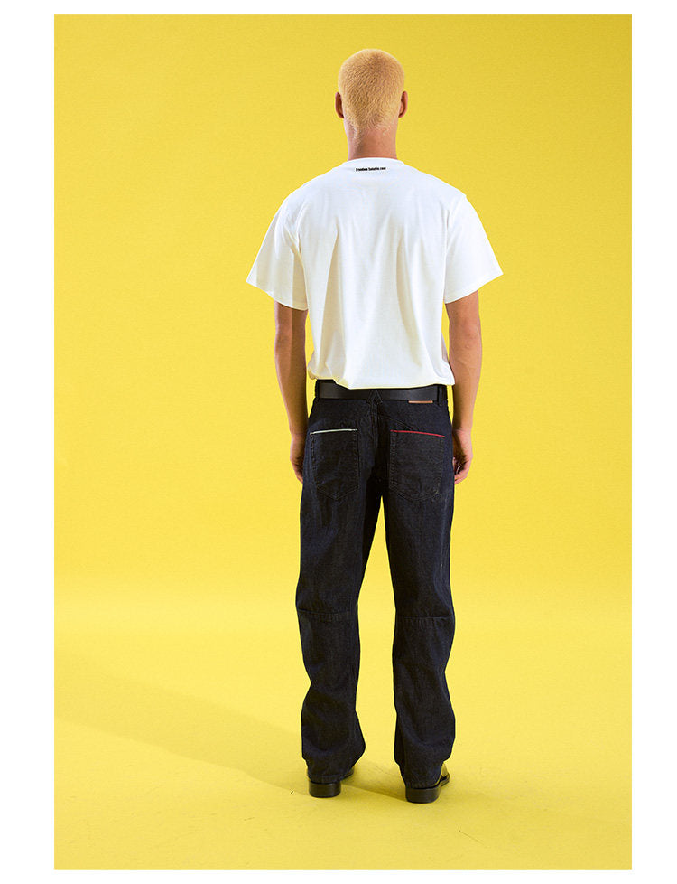 Slim-Fit Pleated Denim Pants