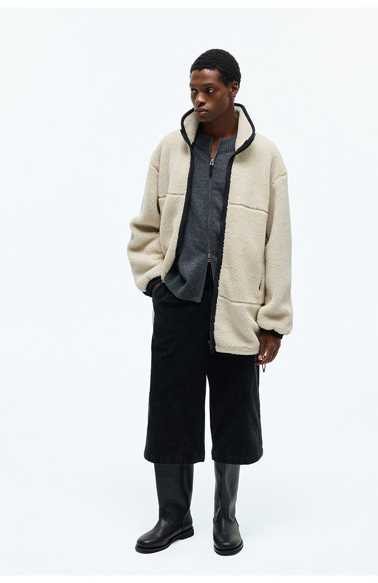 Wool-Blend Fleece Mid-Length Coat