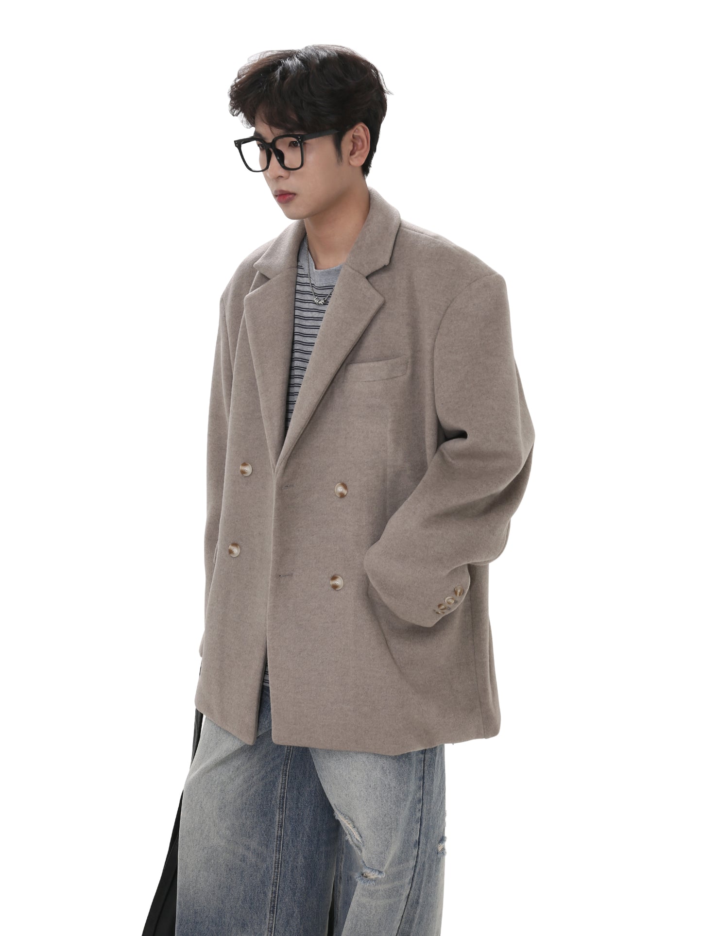 Wide Shoulder Wool Jacket