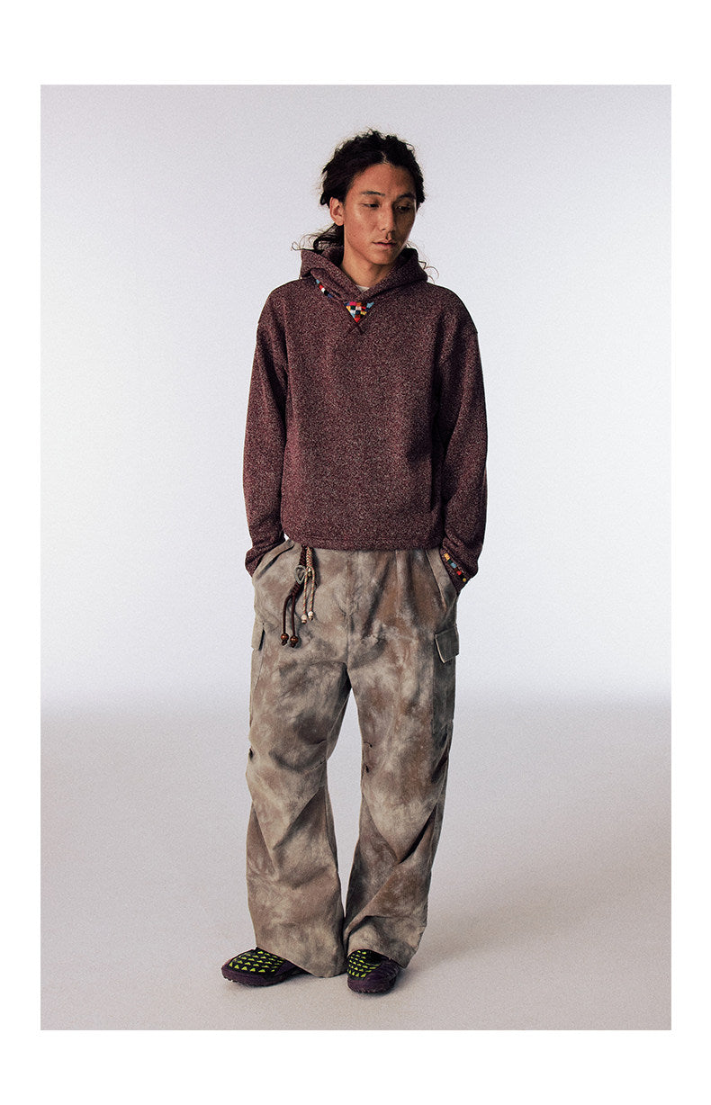 Hand-embroidered lightweight fleece hoodie