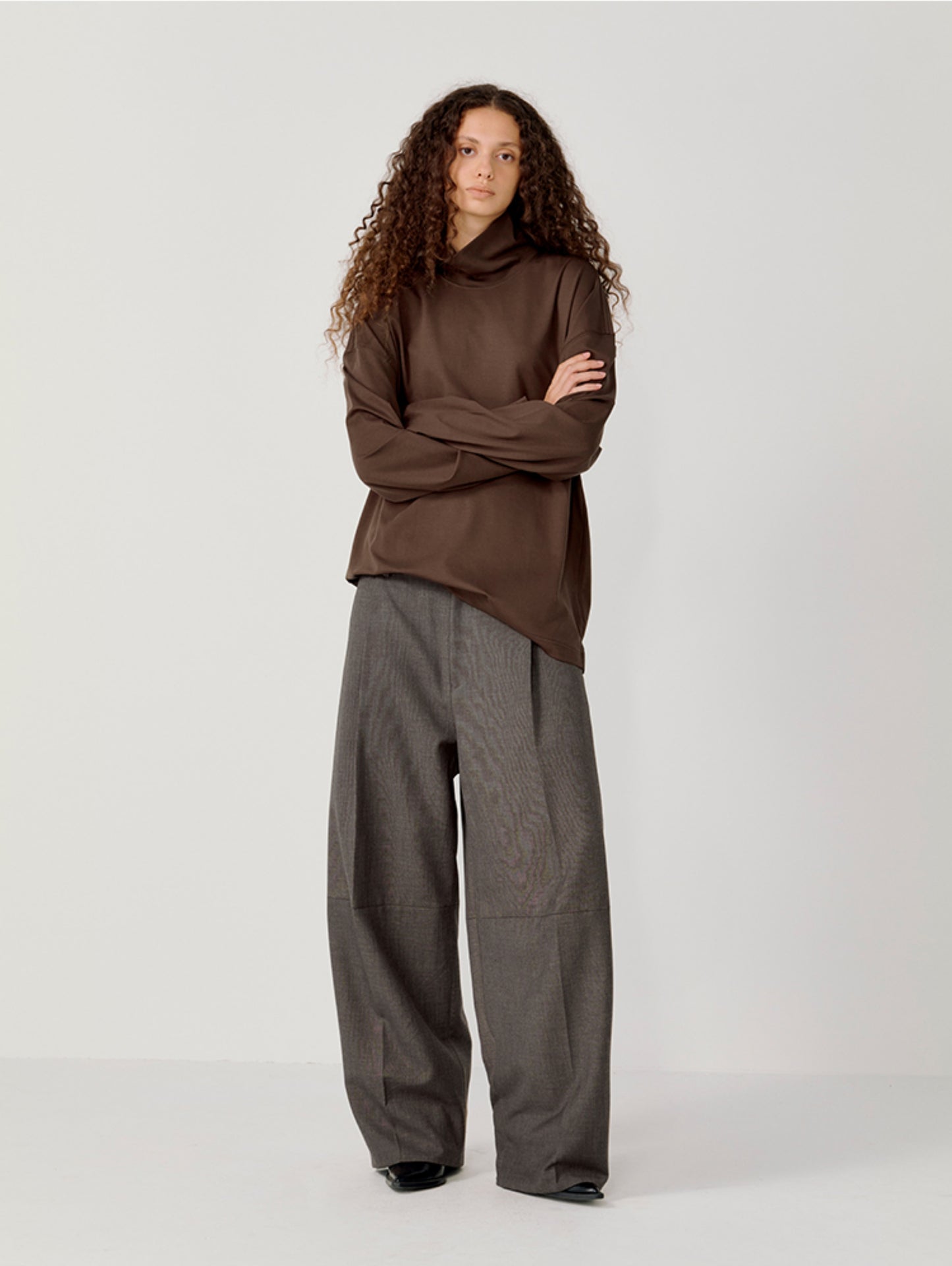 High-Neck Side-Slit T-Shirt