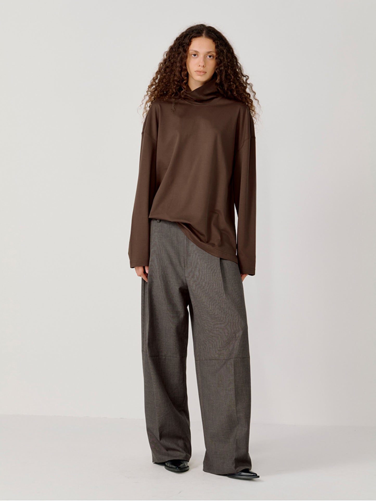 High-Neck Side-Slit T-Shirt