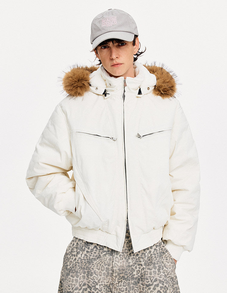 Detachable Hood White Duck Down Jacket
