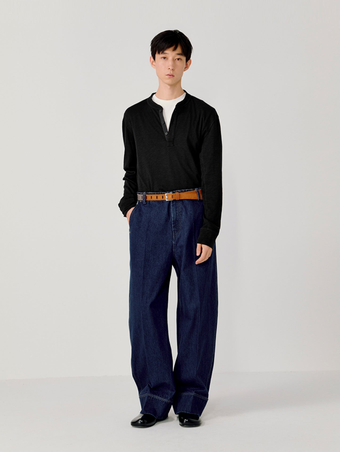 Henry-collar T-shirt