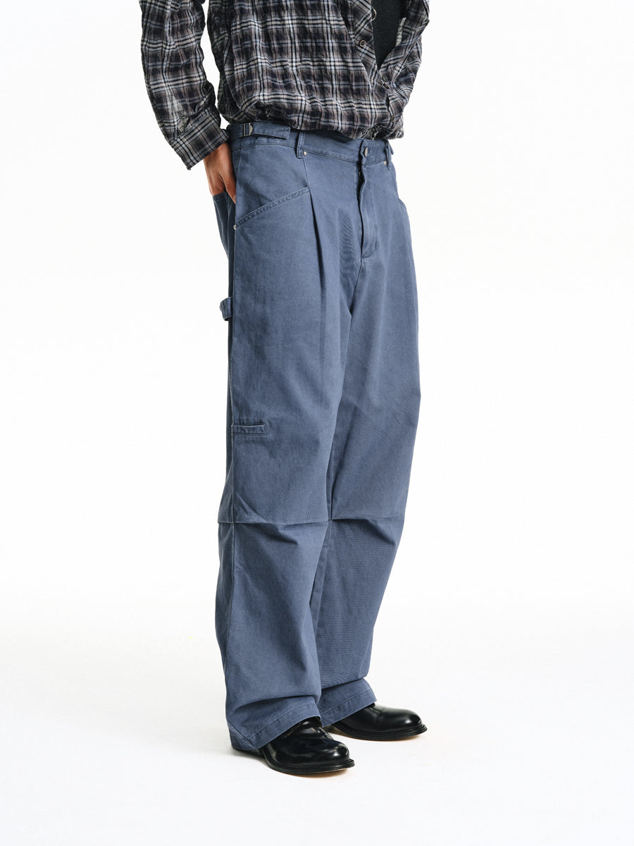 3D Pleated Wide-Leg Pants