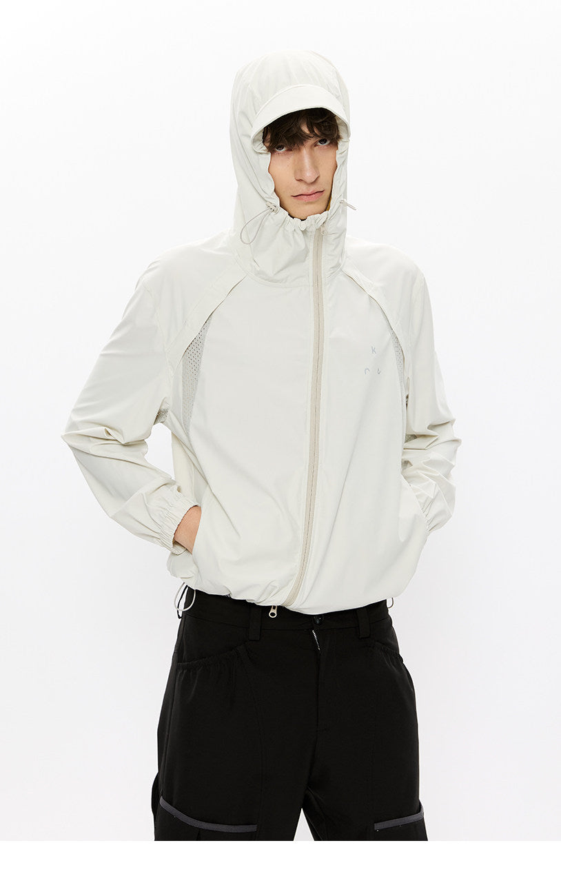 Diagonal Zip Hooded Sun Protection Jacket