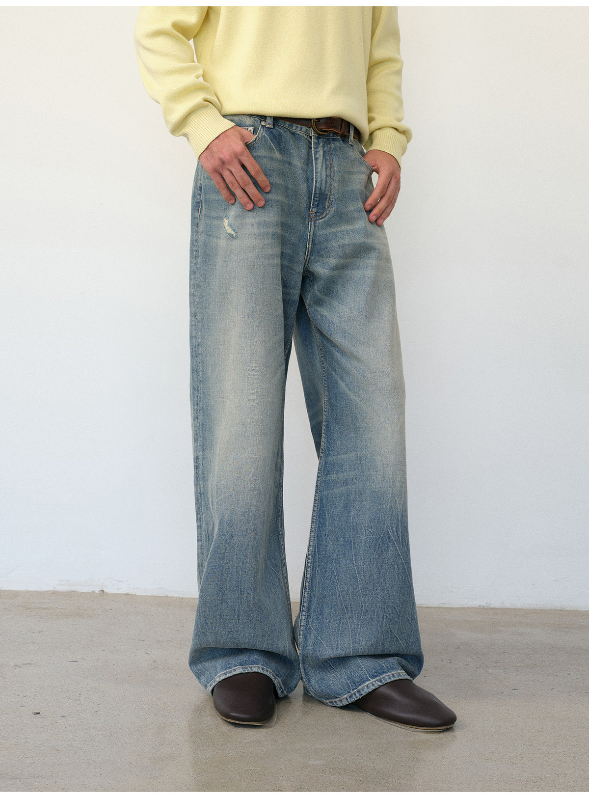 Dyed Crack Straight-Leg Jeans