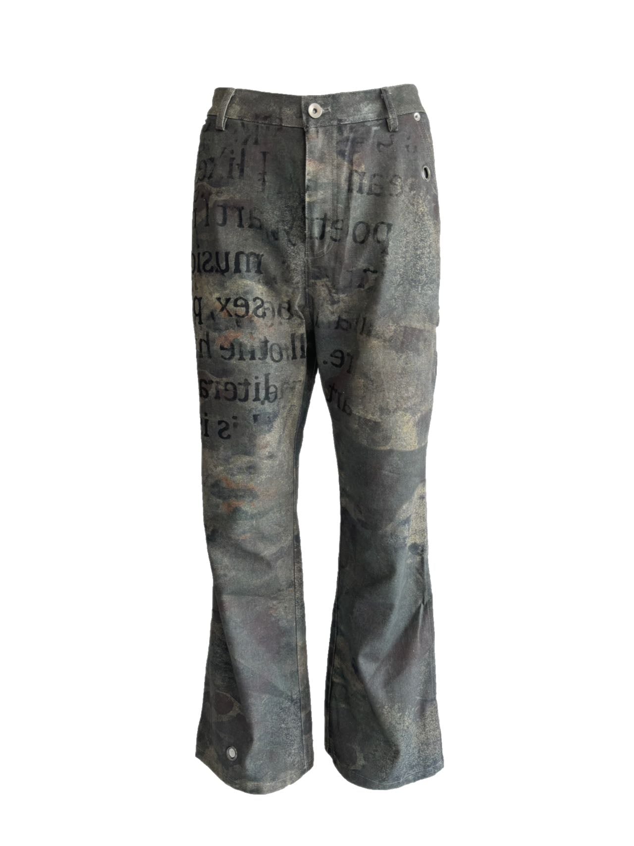 Camouflage Wide Leg Damaged Bootcut Pants