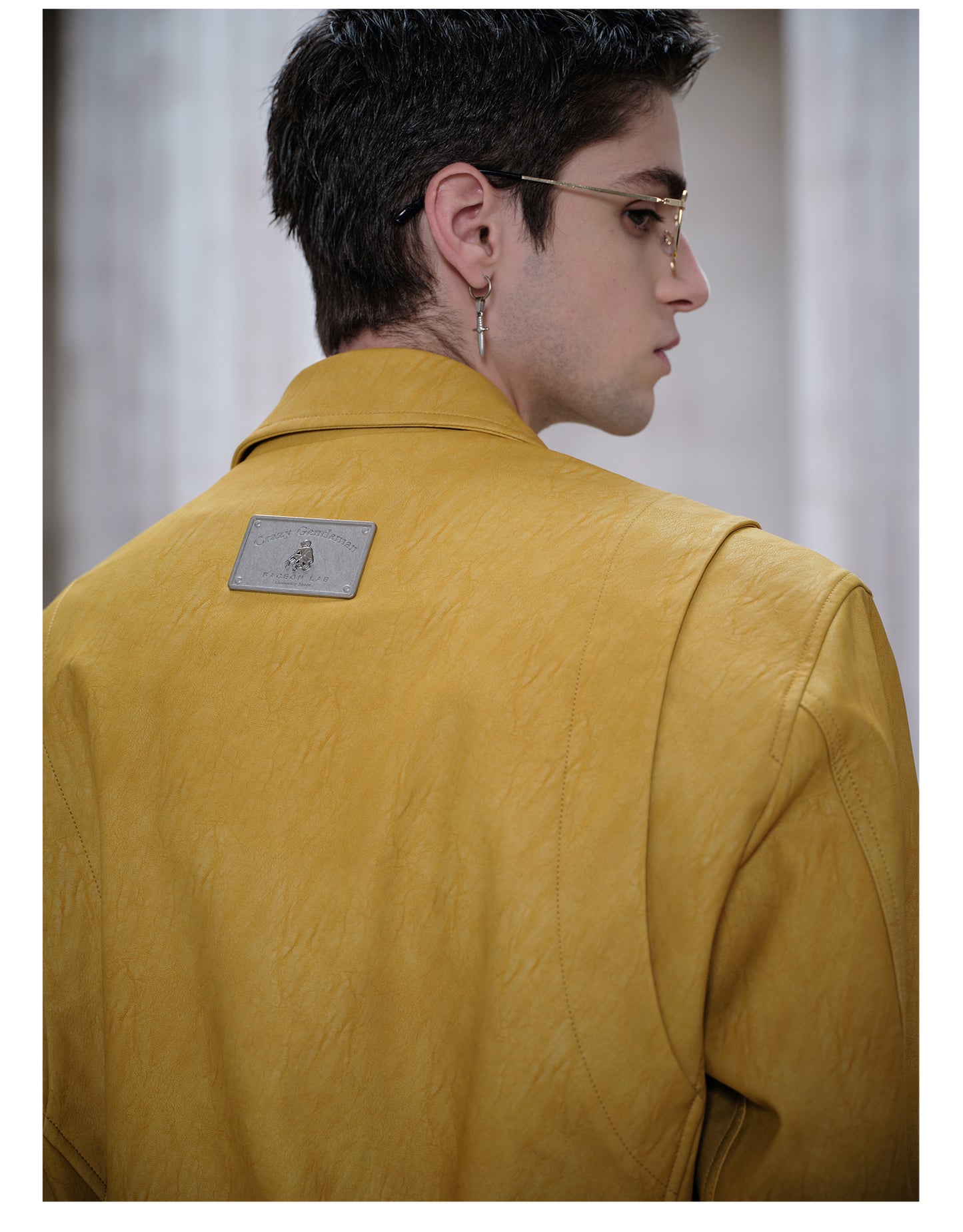 Original Metal Shoulder Leather Jacket