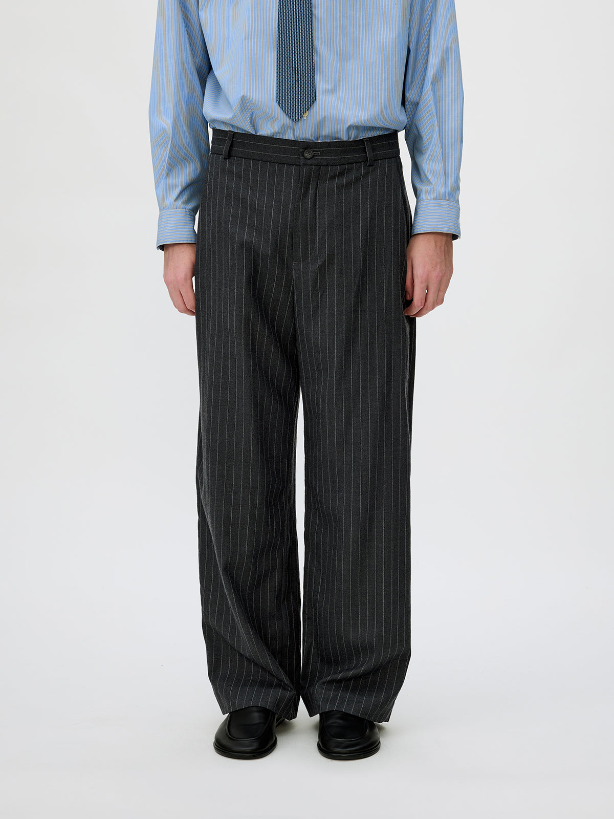 Straight-Leg Pleated Casual Pants