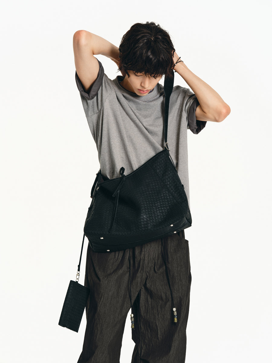 Matte-embossed shoulder bag