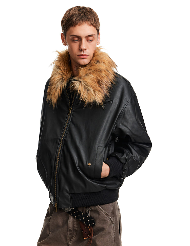 Fur Collar Leather Jacket