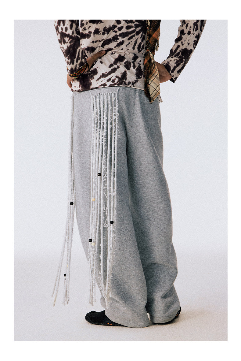 Sweatpants with Beaded Tassels