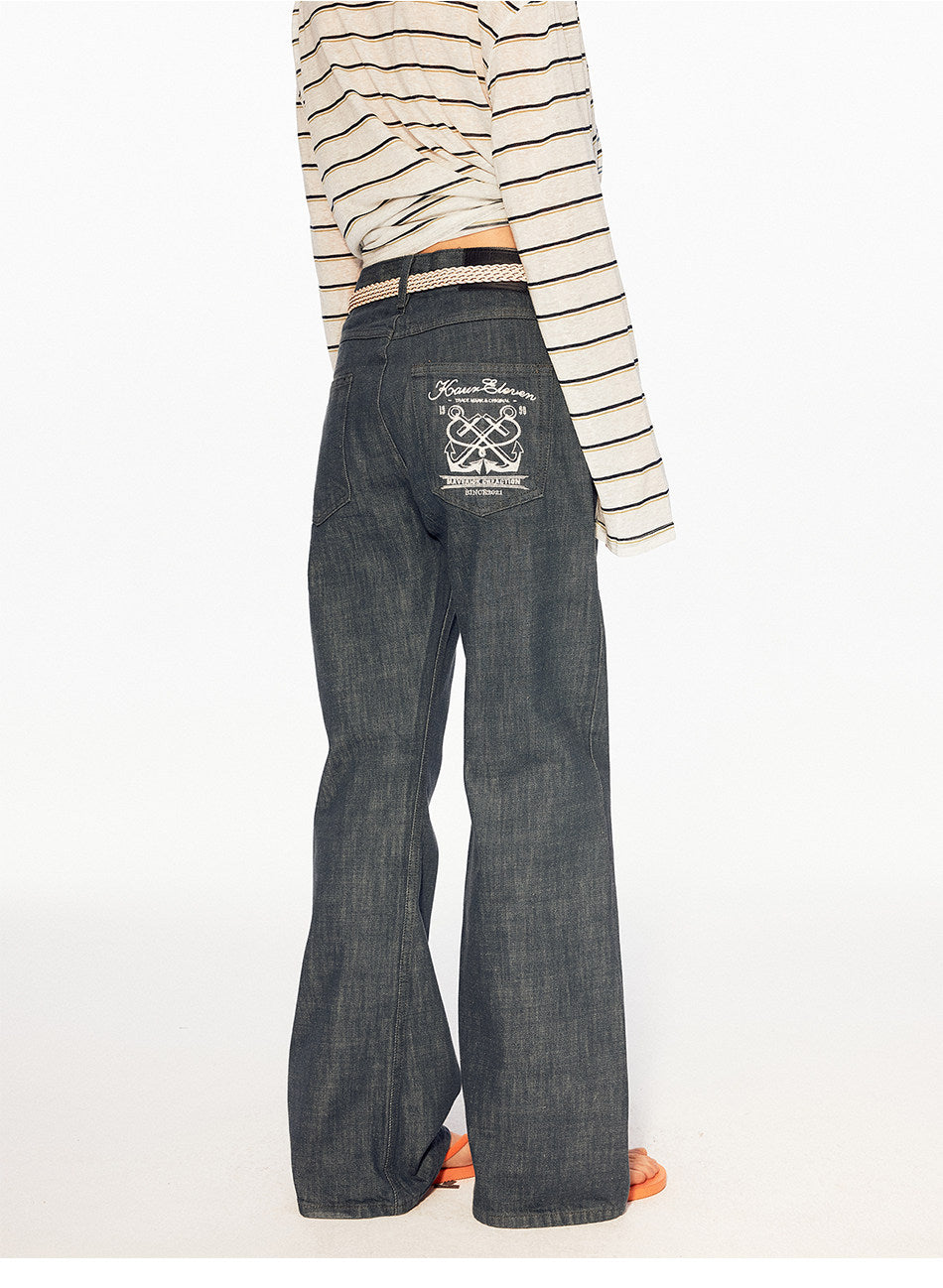 Unisex Retro Embroidered Jeans