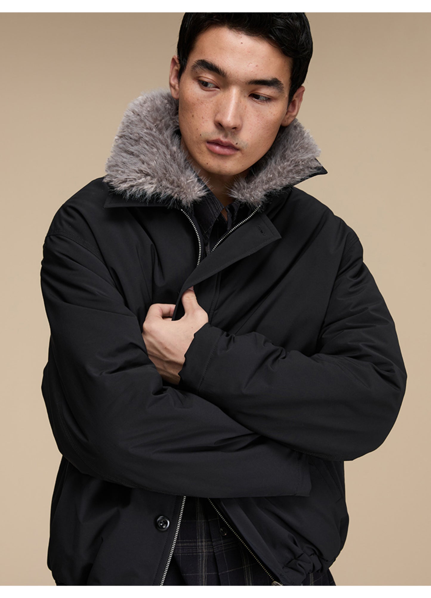 Detachable fur collar Cotton jacket