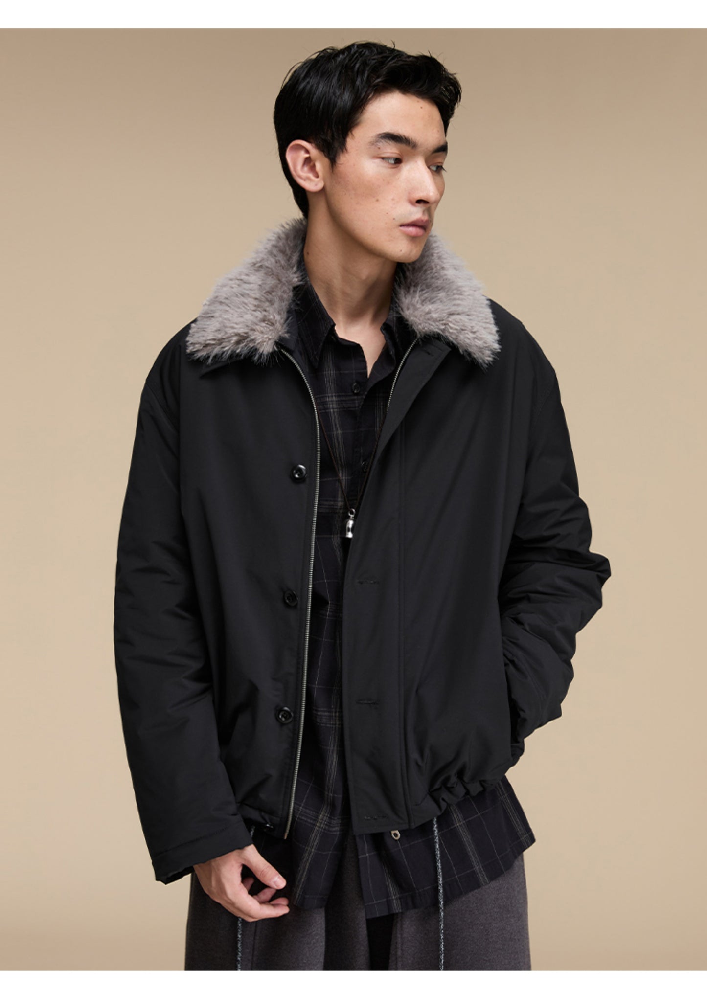 Detachable fur collar Cotton jacket