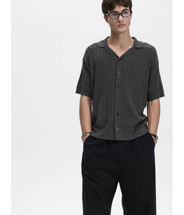 Turtleneck Button-Down Knit Shirt