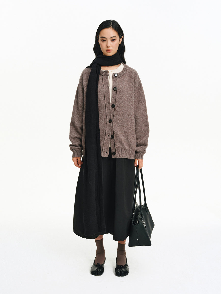 Cotton & Wool Crew Neck Cardigan