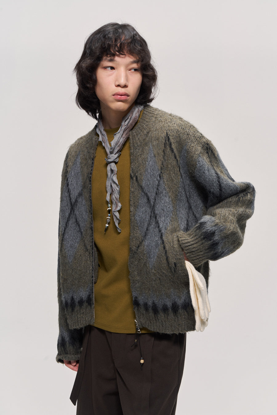 Fair Isle Wool Blend Zip Cardigan