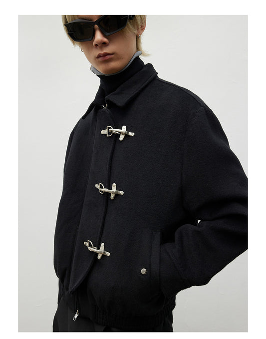 Airplane Button Wool Short Jacket