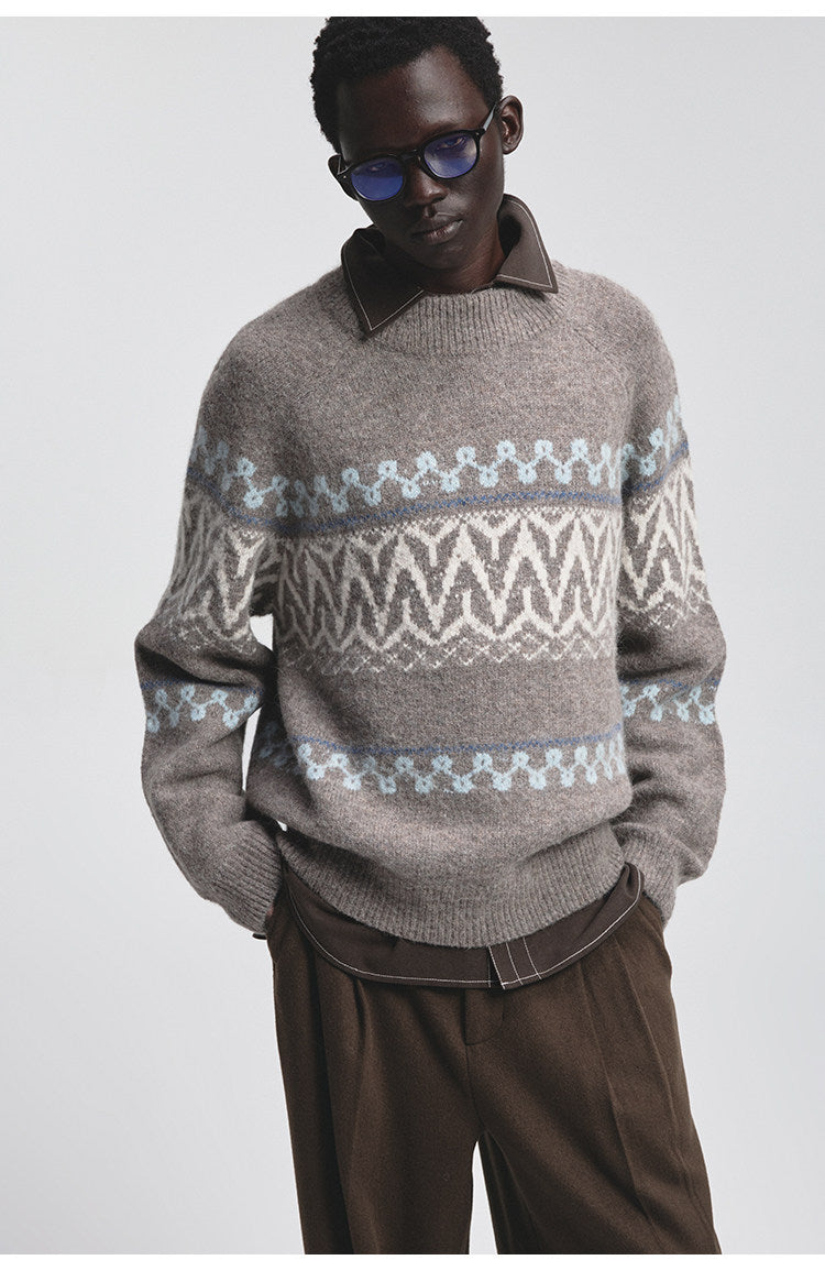 Wide Crew Neck Raglan Sleeve Knit