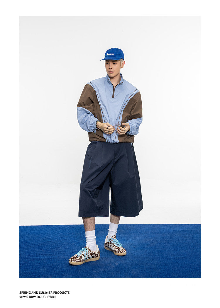 Gathered Relaxed-Fit Casual Shorts