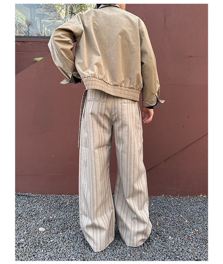 Dark Stripe Wide-Leg Pants