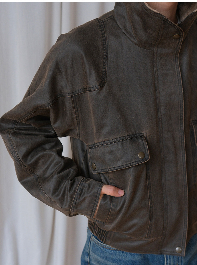 Retro-washed bomber jacket