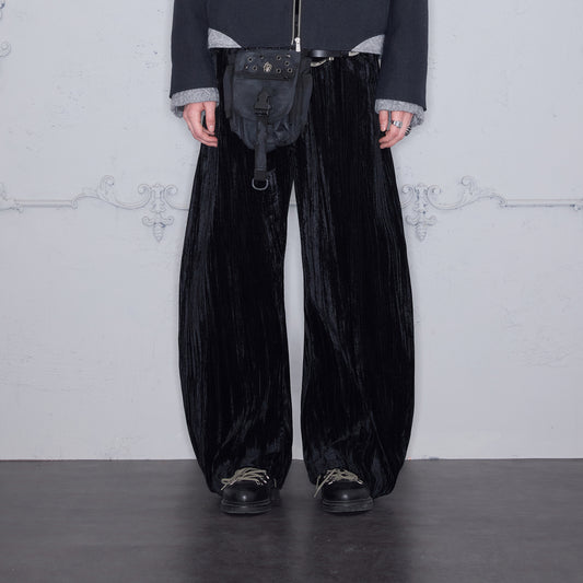 Pleated Velvet Casual Pants