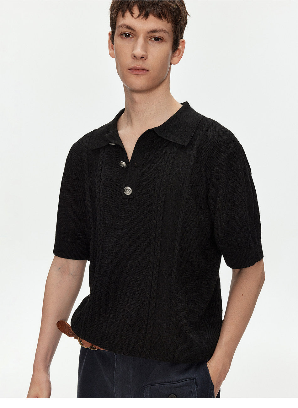 Wool-Blend Knit Polo Shirt