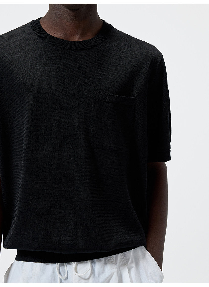 Pocket Crew-Neck Knit Shirt