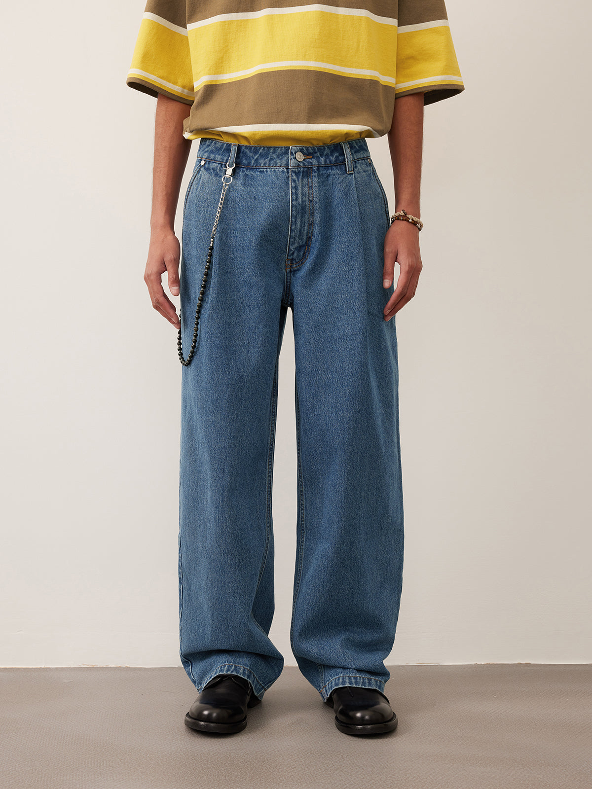 Single Pleats Loose Straight Jeans 12.25 oz.