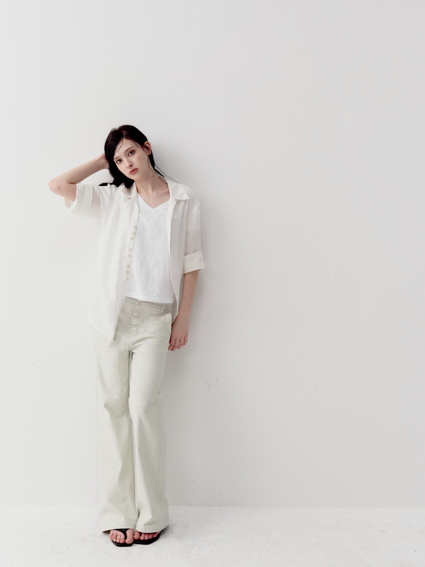 Button-Down Straight-Leg Pants