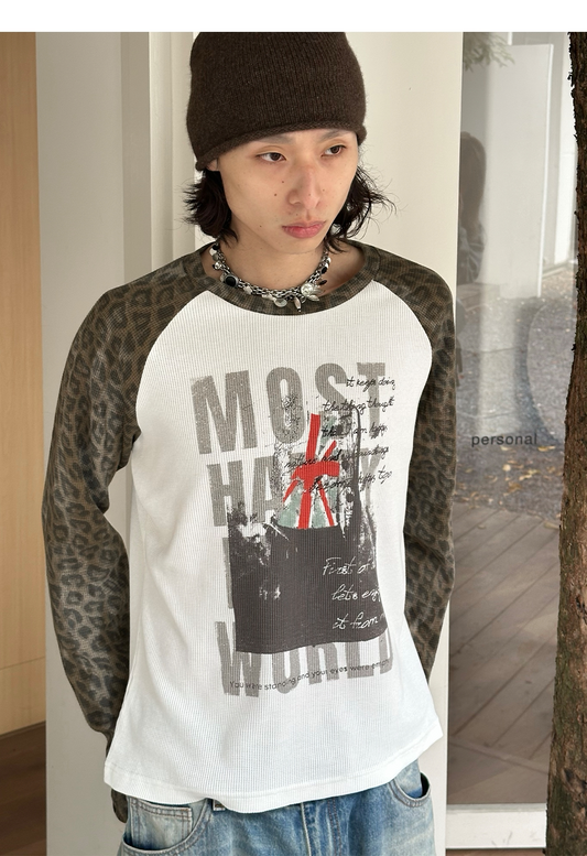 Raglan-Sleeve Leopard-Print T-Shirt