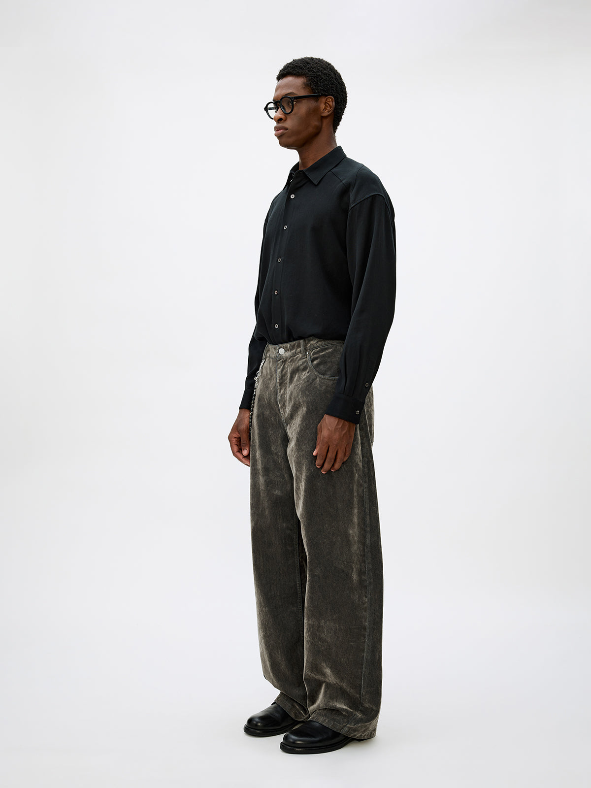 Loose-Fit Flock Denim Pants