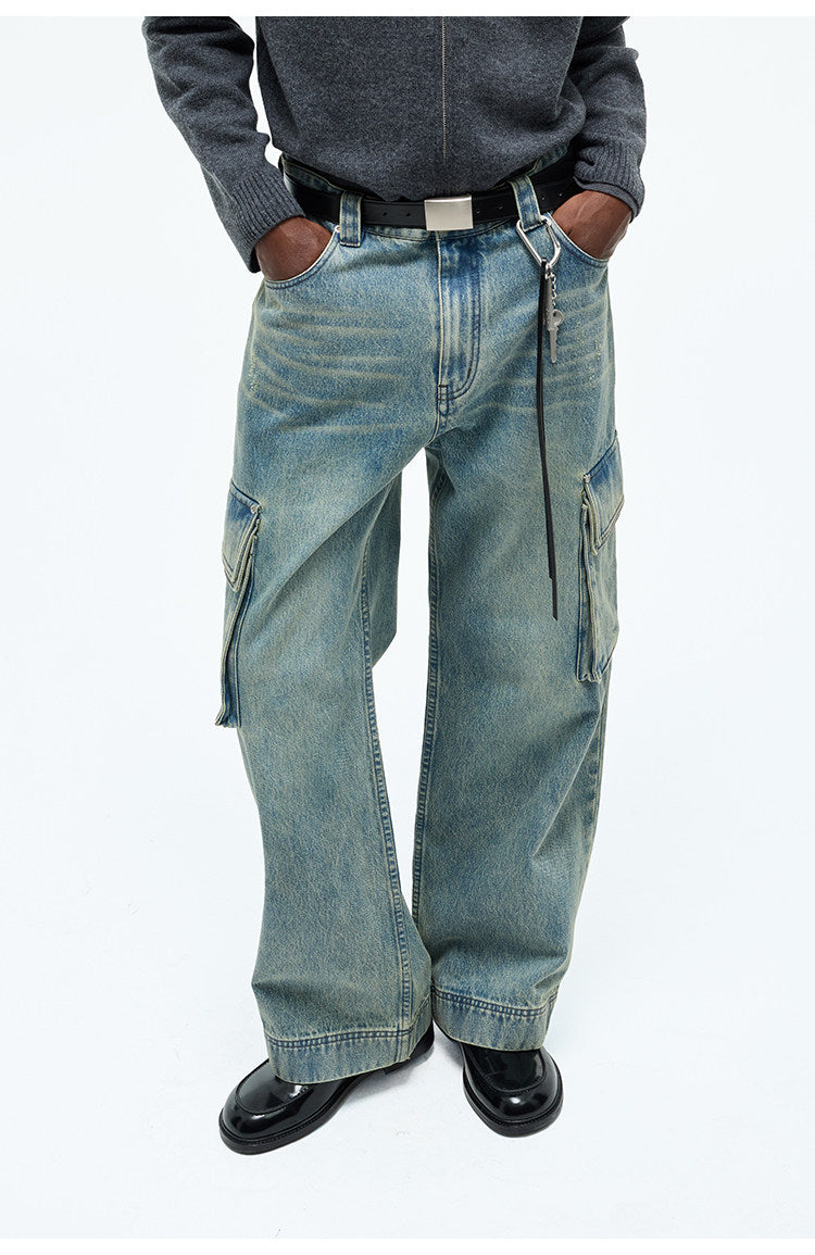 Distressed Washed Denim Pants