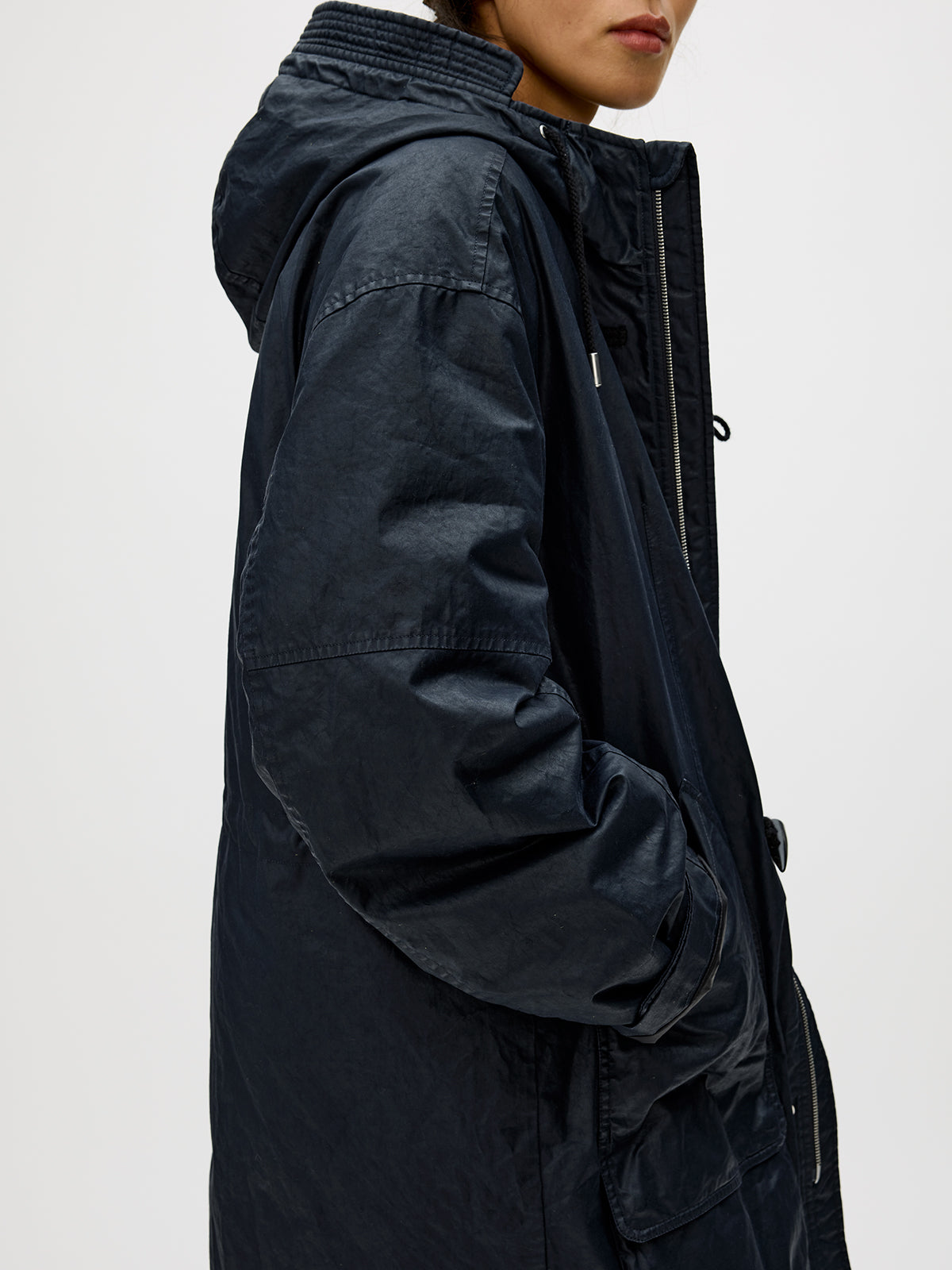 Hooded Toggle Button Coat