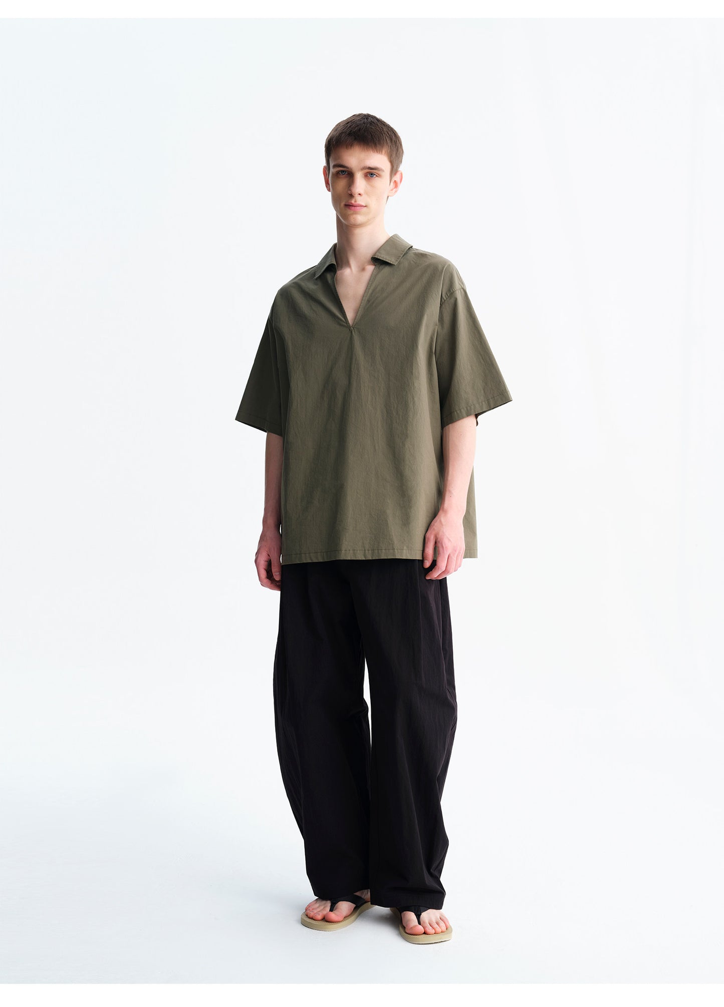 Loose-Fit V-Neck Pullover Shirt