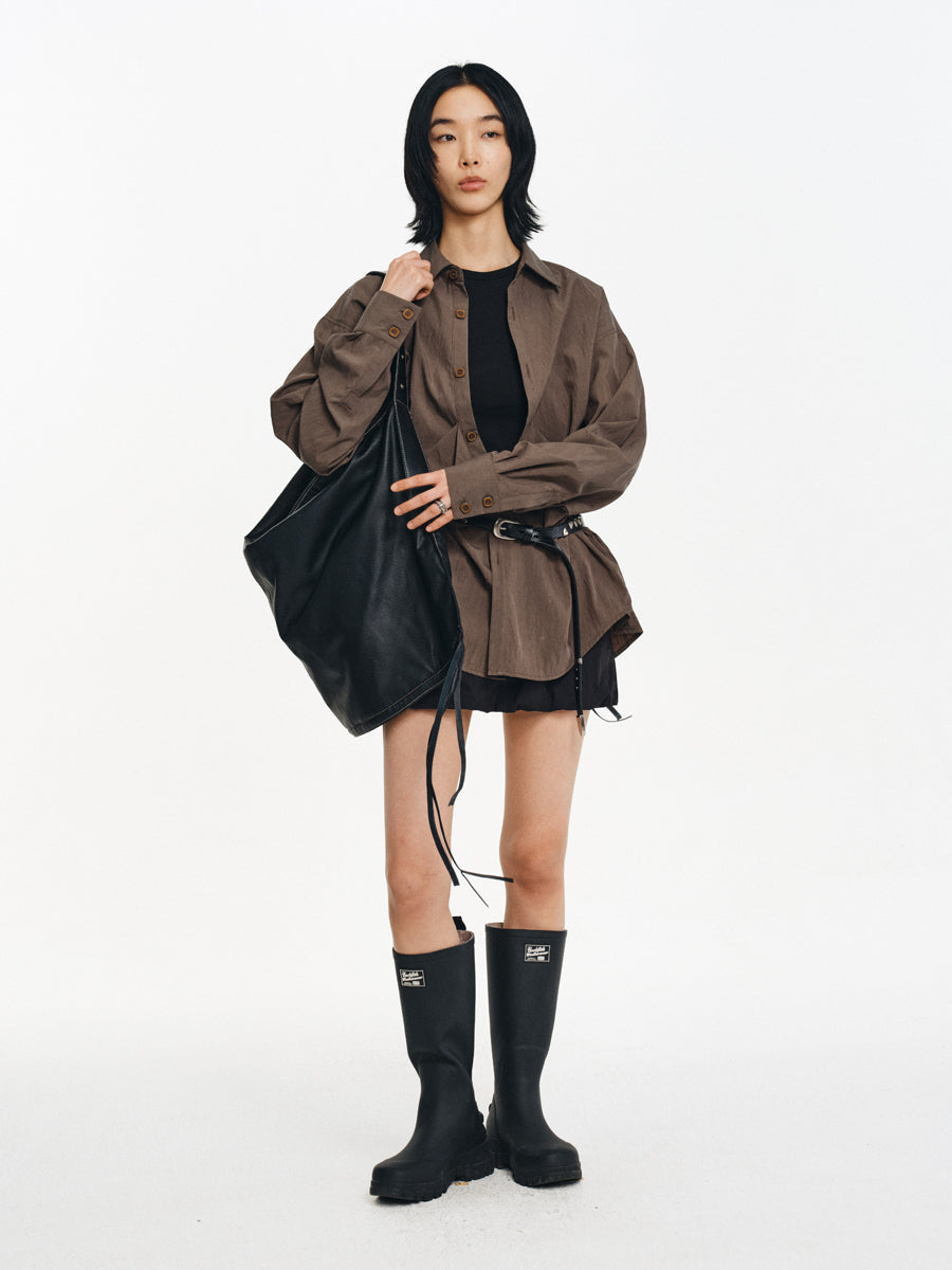 Smooth feel pleated shirt