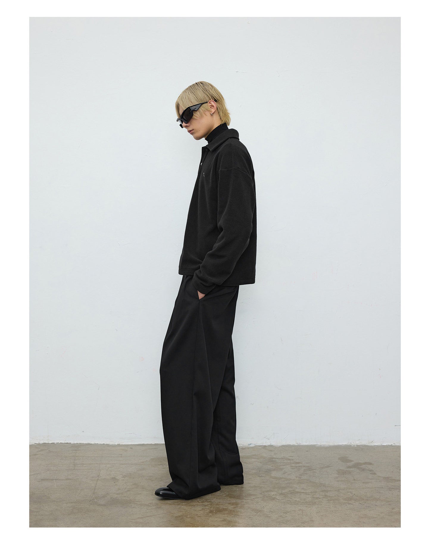 Double-sided fleece collar polo shirt