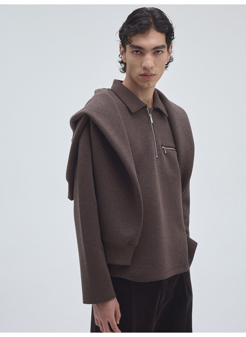 Half-Zip Pullover Sweatshirt with Pockets
