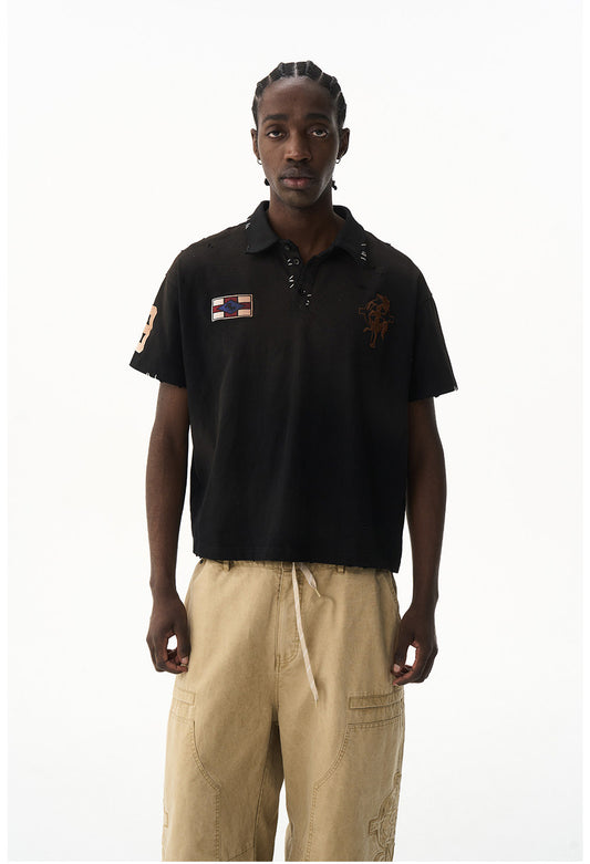 Relaxed Casual Embroidered Polo Shirt