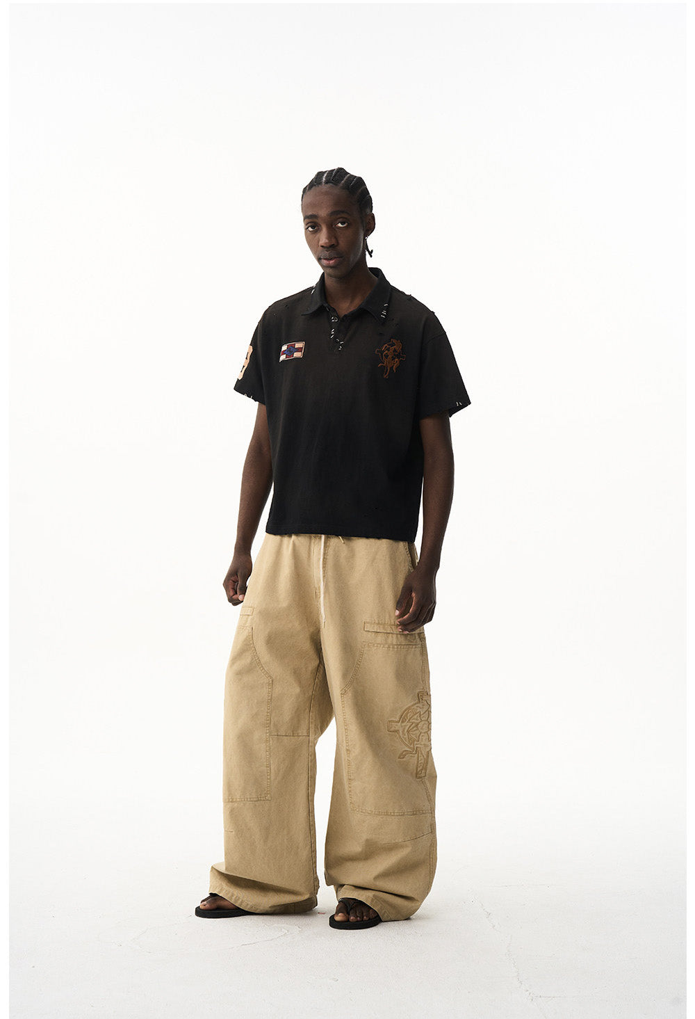 Relaxed Casual Embroidered Polo Shirt