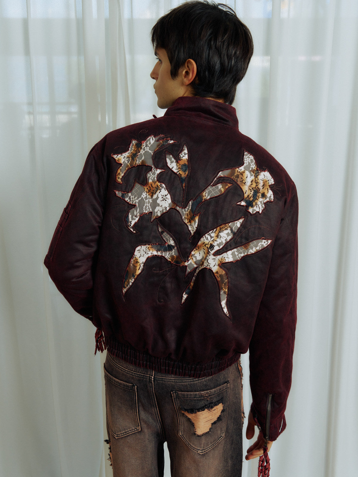 Faux Suede Embroidered Jacket
