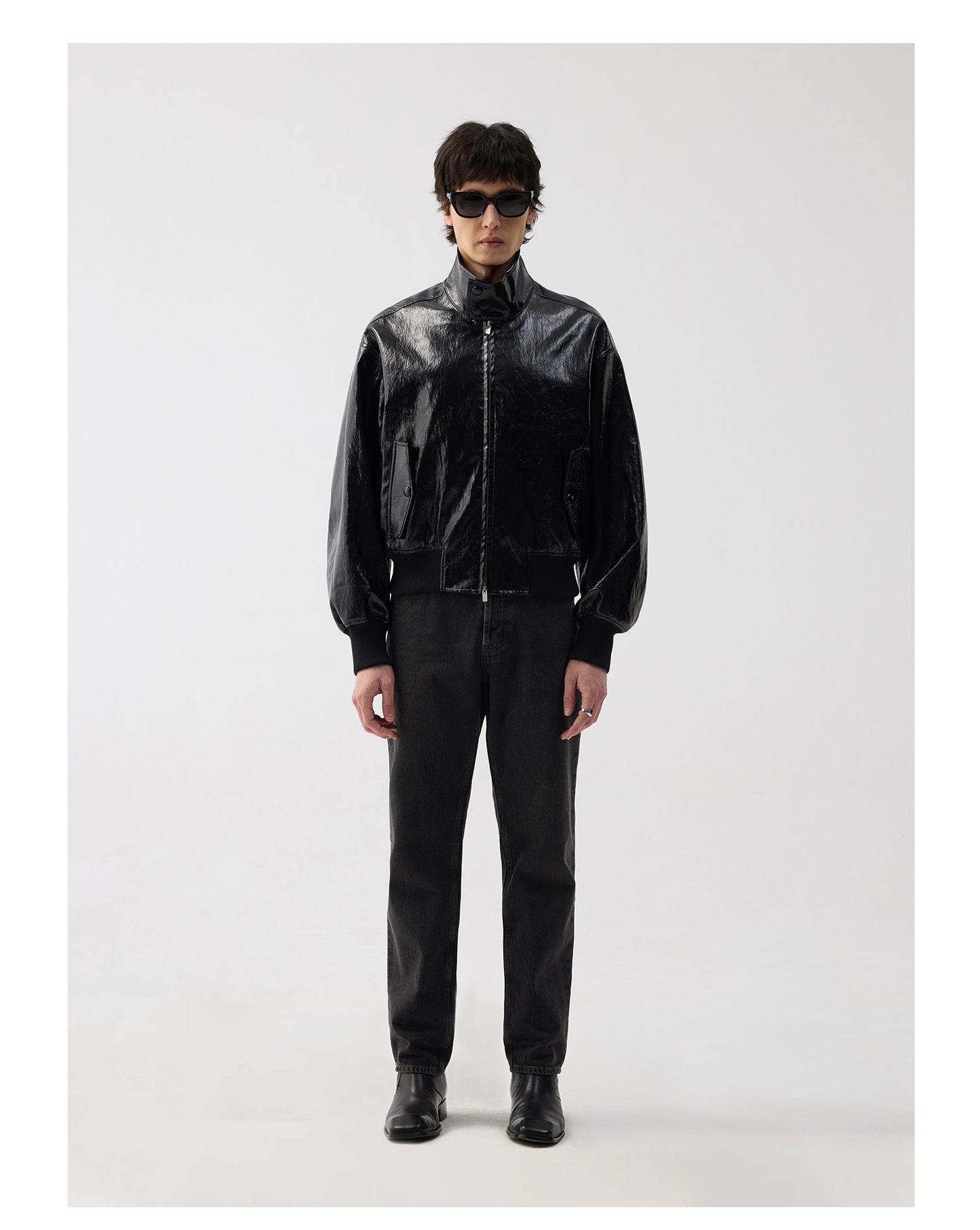 Metallic Fiber High-Neck Jacket