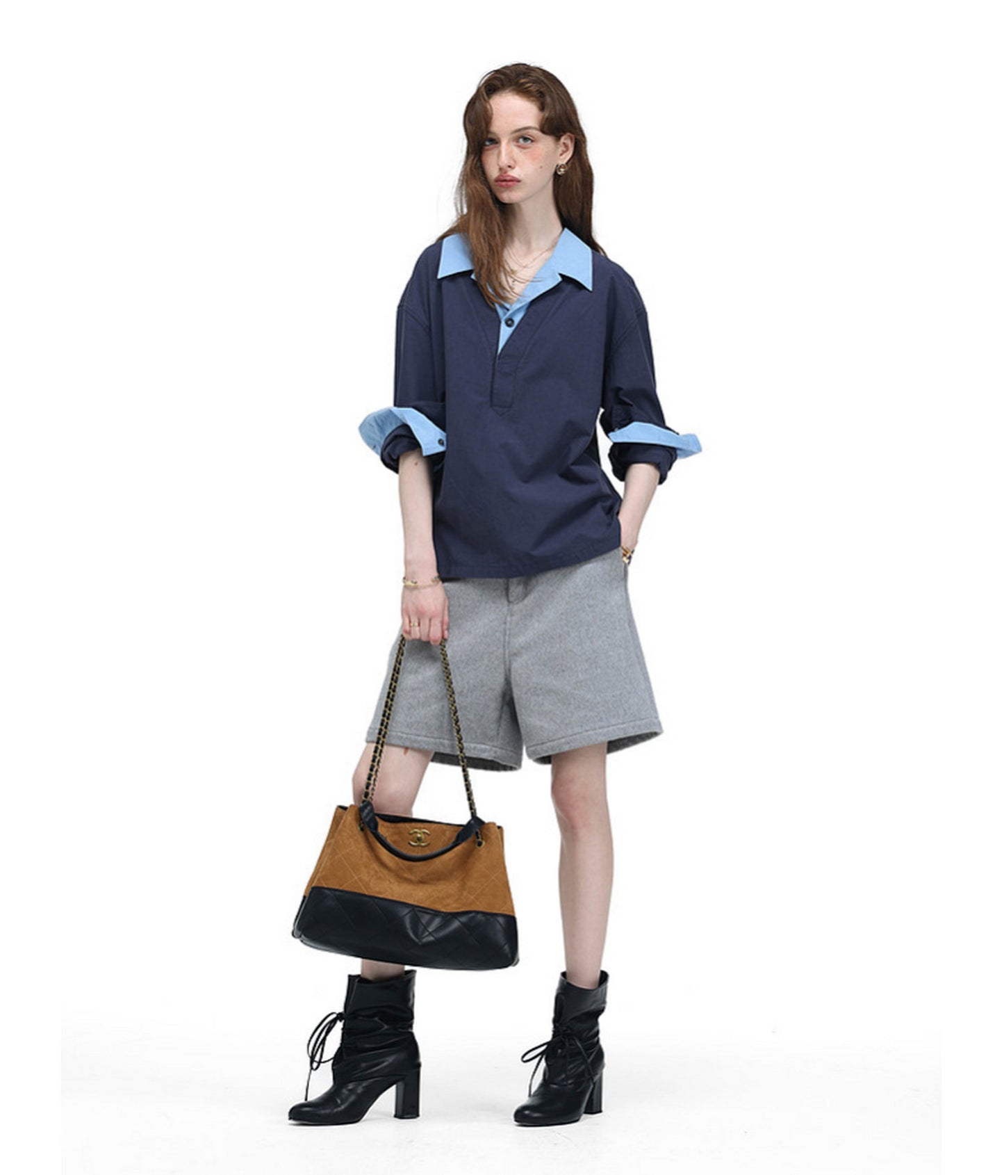 Color-Block Faux Two-Piece Shirt