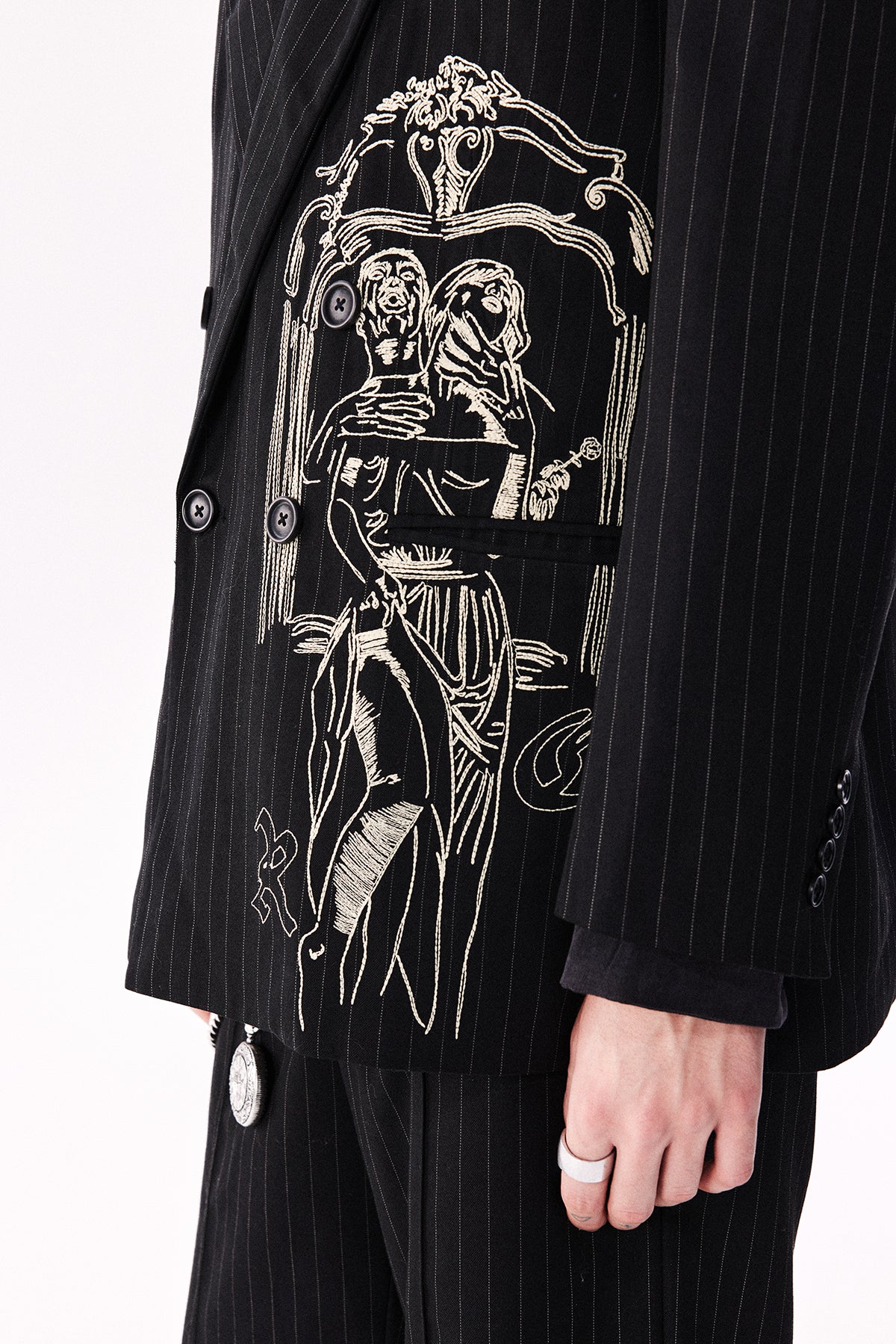 Striped Portrait Embroidery Jacket