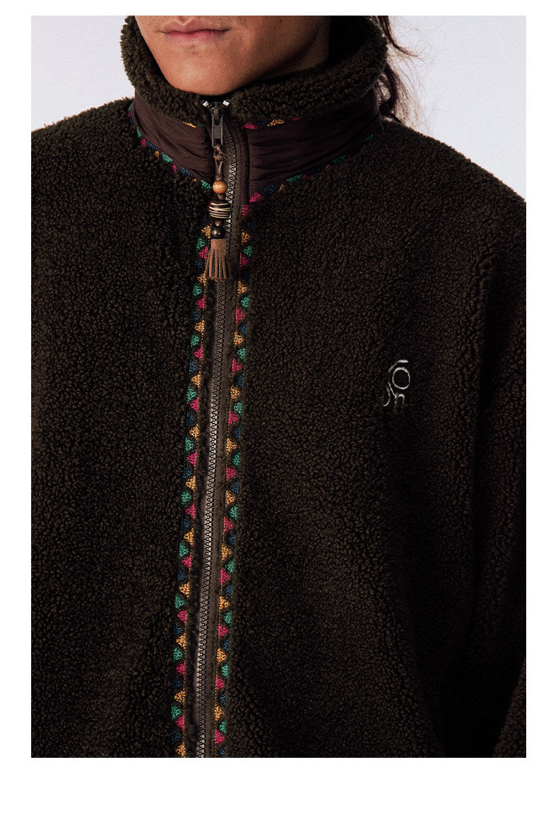 Hand-Knitted Fleece Beaded Jacket