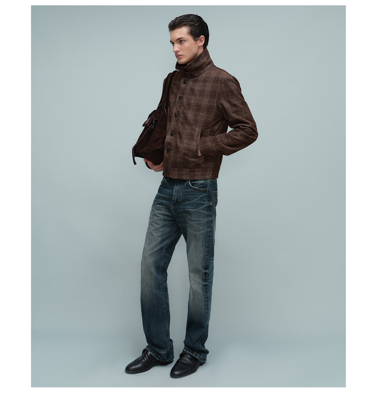 Checkered Corduroy Harrington Jacket