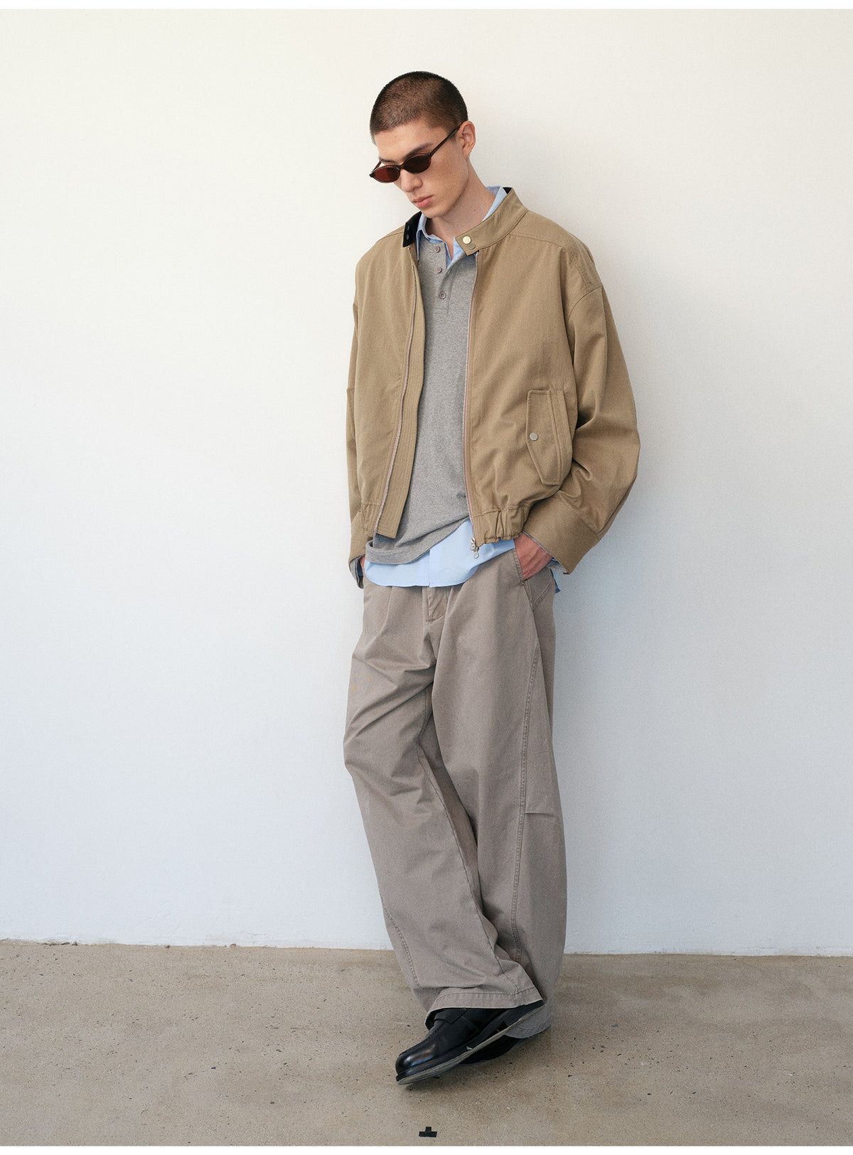 Cotton-Blend Harrington Jacket